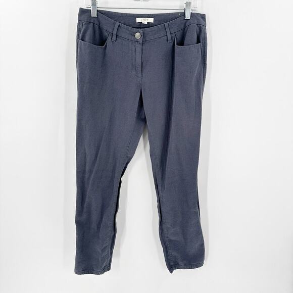 Ann Taylor LOFT Gray Linen Blend Zip Fly Causal Marisa Ankle Pants Size 6P - Picture 1 of 11